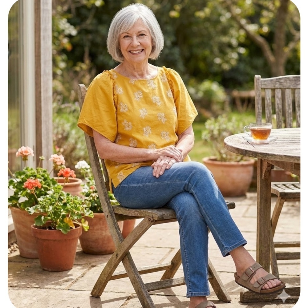 LOFT Mustard Embroidered Blouse Sz Small runs to medium